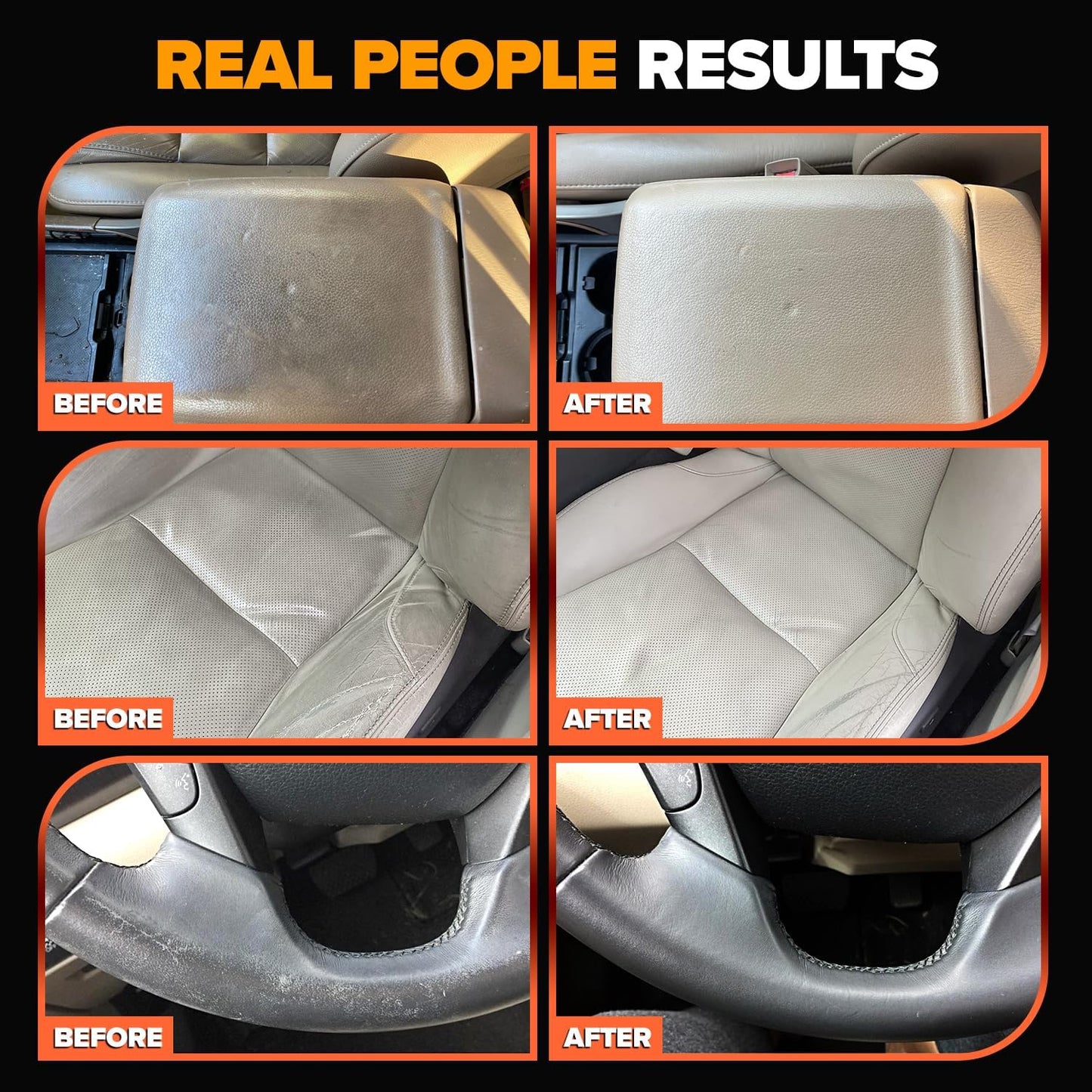 Carfidant Leather Cleaner & Conditioner Kit - Car Seat, Couch, Sofa, Shoes, Bags, Furniture - Restores & Protects - Includes Cleaning Pad & Microfiber Towel - pH Balanced Leather Care