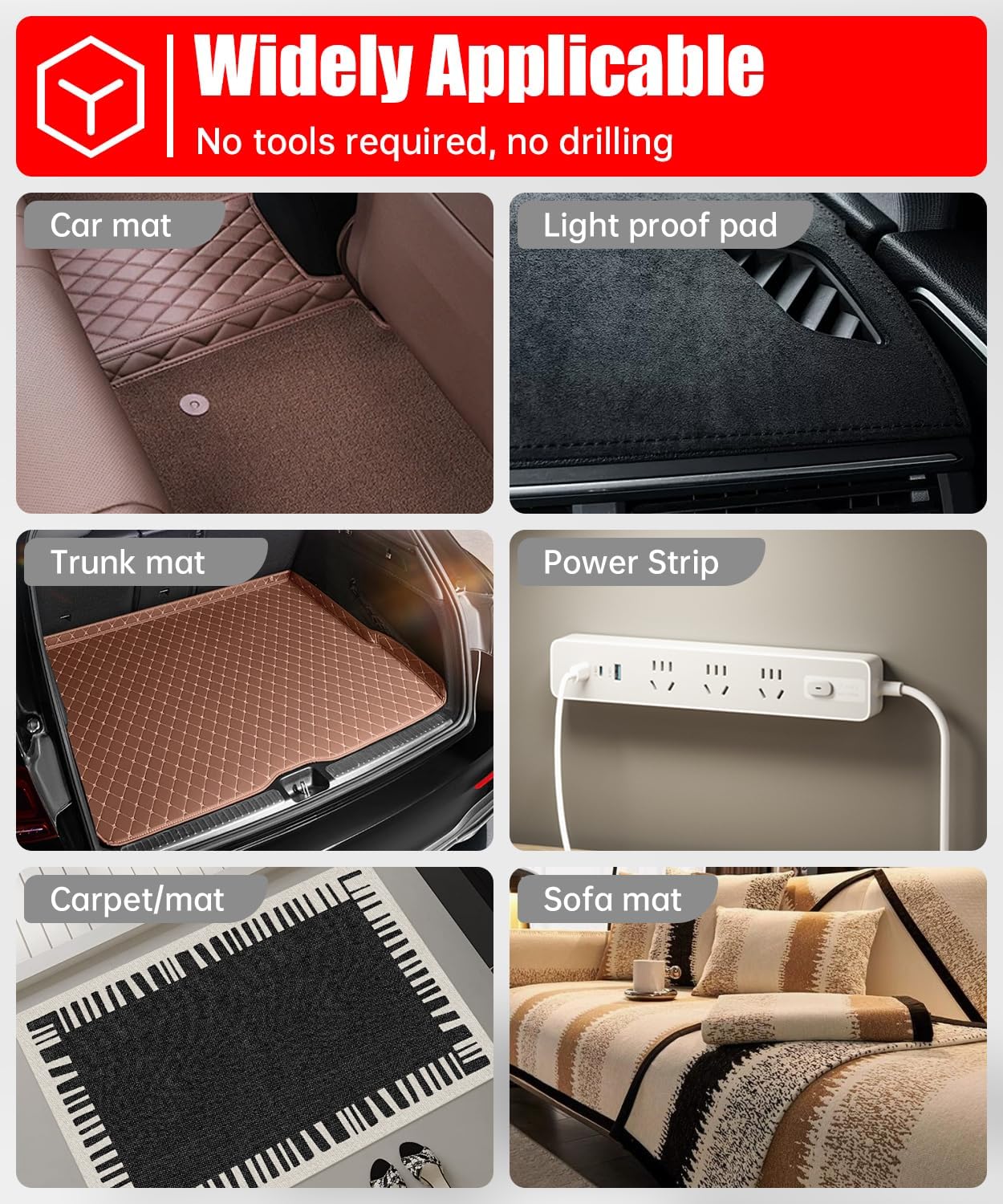 4 inch Large Wide Hook and Loop Strips with Super Adhesive Heavy Duty, Made of 3M, Heat Resistant Waterproof, Outdoor or Indoor Use, 8 Sets Black 4x2 Inch