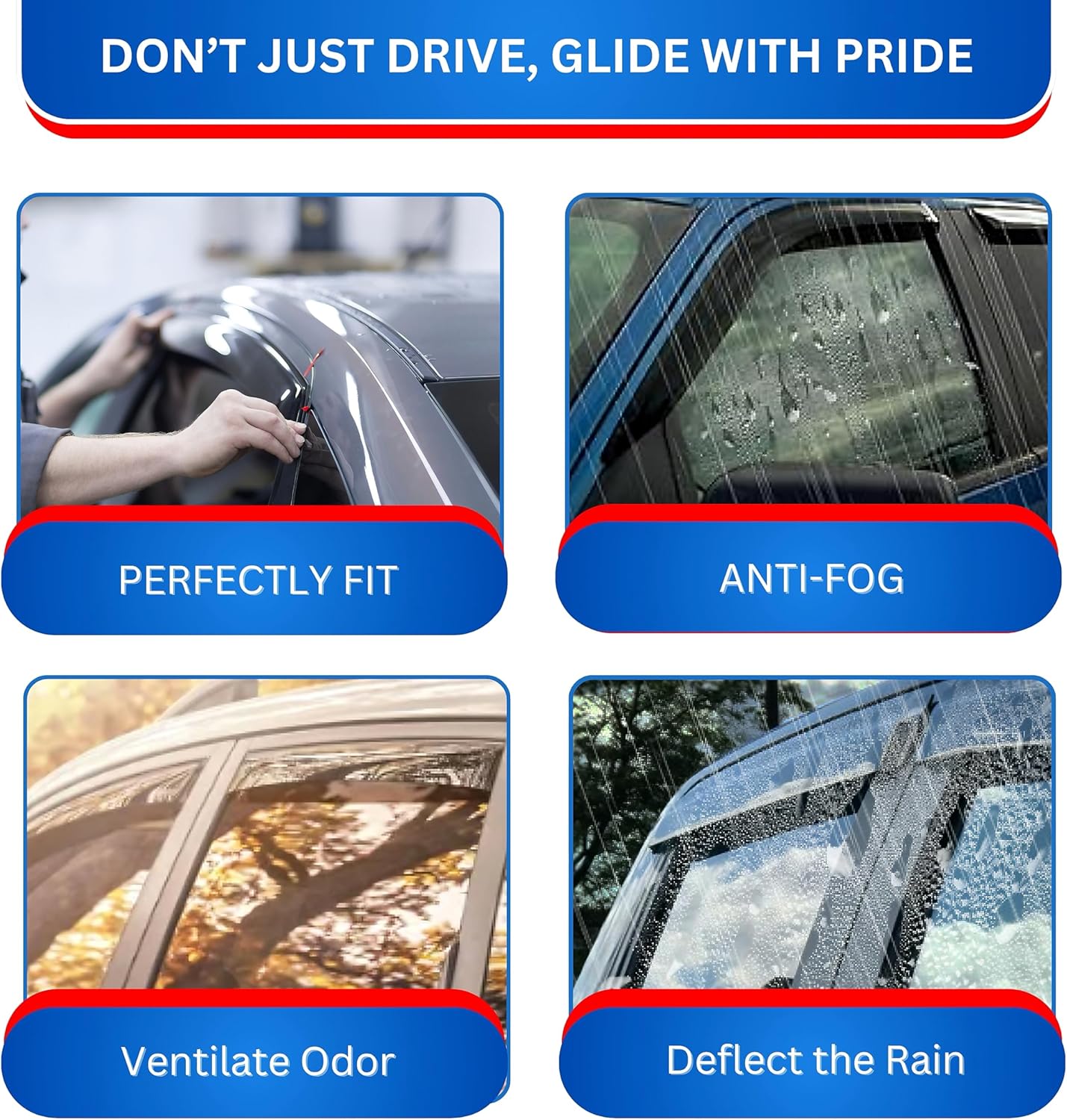 KPY Window Visor Compatible with Toyota Tundra Double Cab 2007-2021, Rain Guard Side Window Vent Deflectors in-Channel Style, 2008 2009 2010 2011 2012 2013 2014 2015 2016 2017 2018 2019 2020 2021