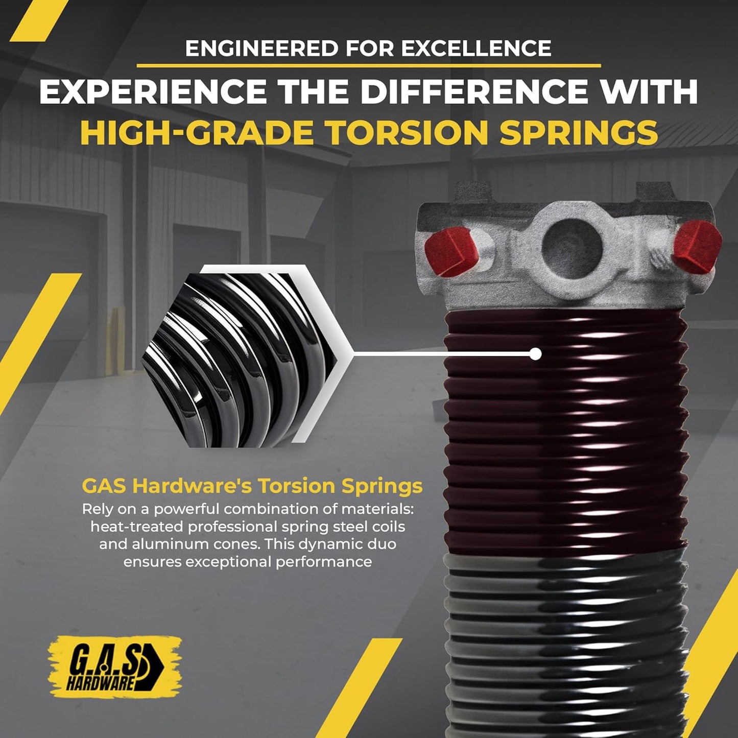 Garage Door Torsion Spring 234x1.75x35 Includes 1” Steel Bearing, Gloves, Manual, and Winding Bars for Right Side of Garage Door Precision E-Coating 5-Year Warranty Min. 30,000 Cycles (Black Cone)