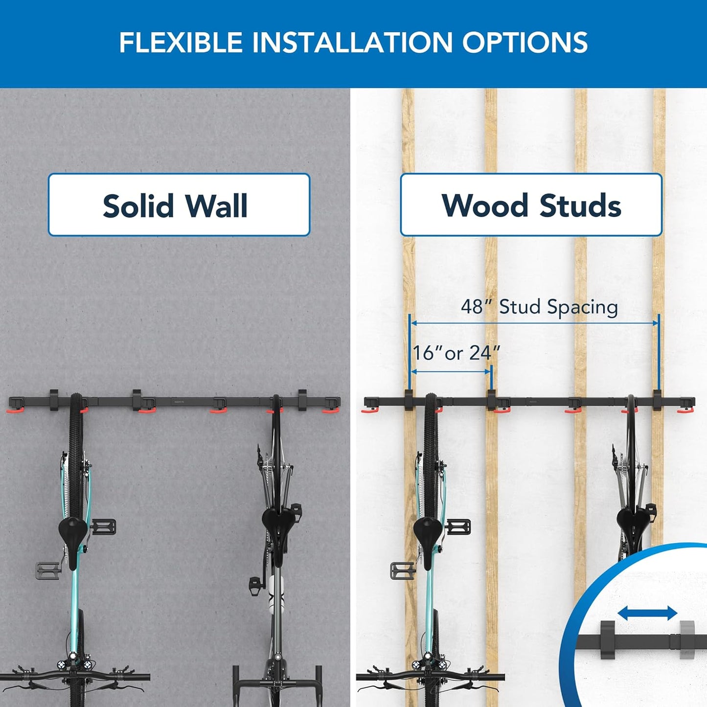 Mount-It! WheelsUp Bike Wall Mount for 6 Bikes | Heavy-Duty Garage Storage Rack | Adjustable Padded Hooks | Space-Saving Vertical Bike Storage Solution for Home and Garage, Max Capacity 330 lbs