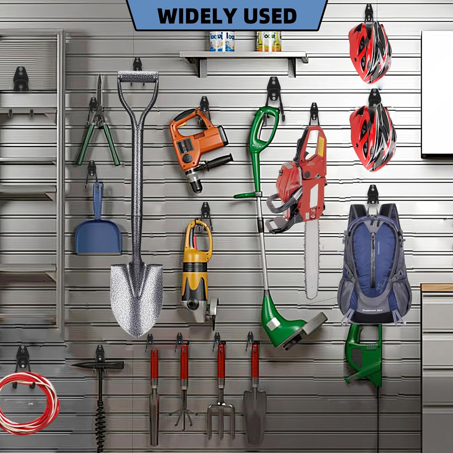 Wall Mount Heavy Duty Garage Hooks (2-Pack) – Wall Mounted Storage Hooks for Ladders, Bikes, Tools & More – Rust-Resistant Steel with Anti-Slip PVC Coating Small U Hooks