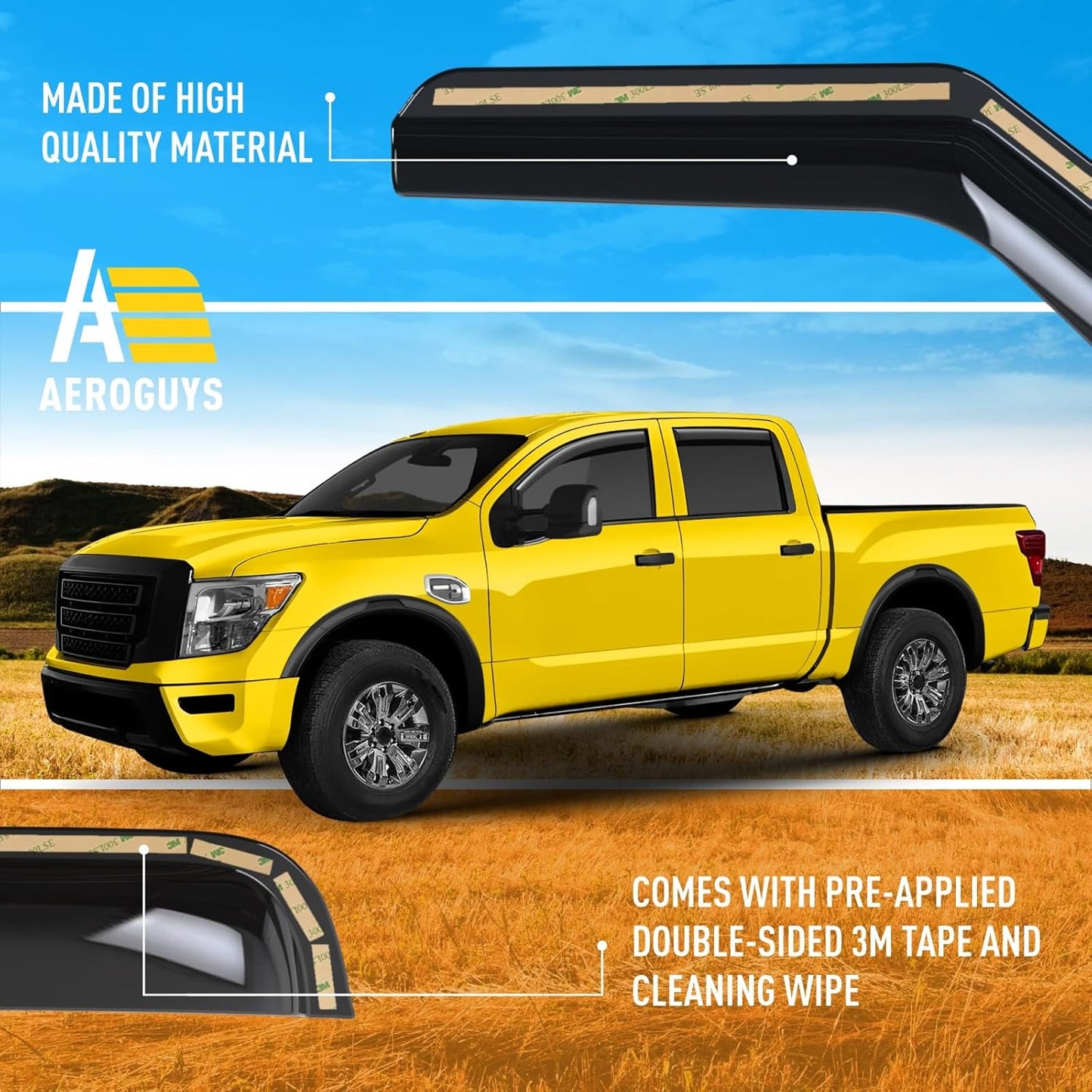 Extra Durable Window Deflectors in-Channel Window Visors Rain Guards Fit for Nissan Titan XD 2016-2025 Crew Cab, Sun Visors, Wind Vent for Shades, Exterior Car Accessories - 4pcs. AG0750