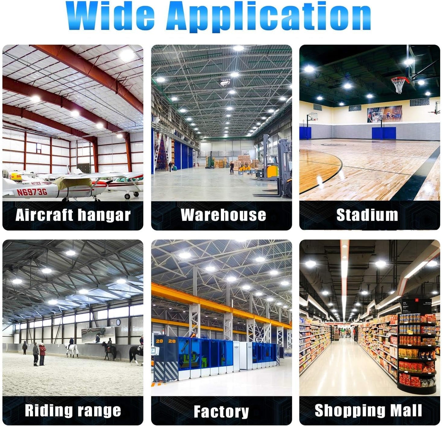 6 Pack 300W LED High Bay Light, UL&DLC Listed 41000LM Dimmable UFO High Bay LED Lights for Warehouse, 5000K Daylight IP65 Waterproof Commercial Bay Lighting πππππ-ππππ