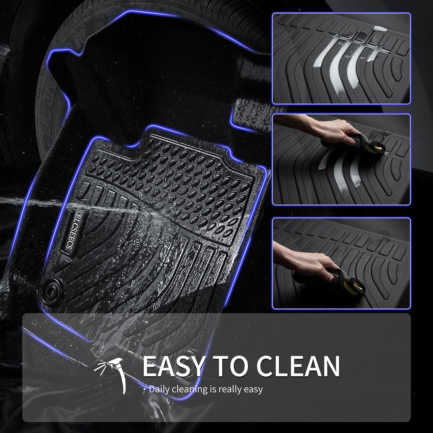 KELCSEECS Floor Mats Custom for Q7/SQ7 2025 2024-2020 & Q8/SQ8 2025 2024-2019 Car Mats TPE All Weather Floor Liners Custom for Q7 and Q8 Front & 2nd Rear Row Accessories
