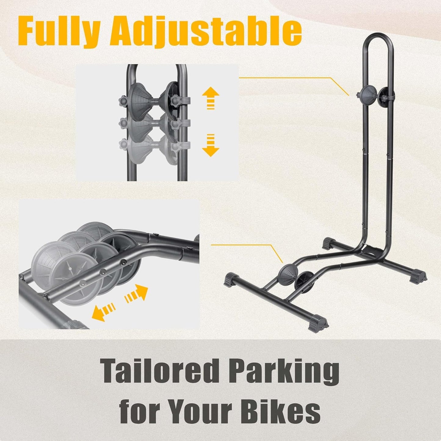 CyclingDeal Bike Floor Stand Parking Rack - for 20"-29" Mountain MTB & Road Bikes with Tire Width up to 2.4" or 5" Fat Bike - Bicycle Indoor Outdoor Garage Storage - Max Tire Width 2.4” for 1 Bike