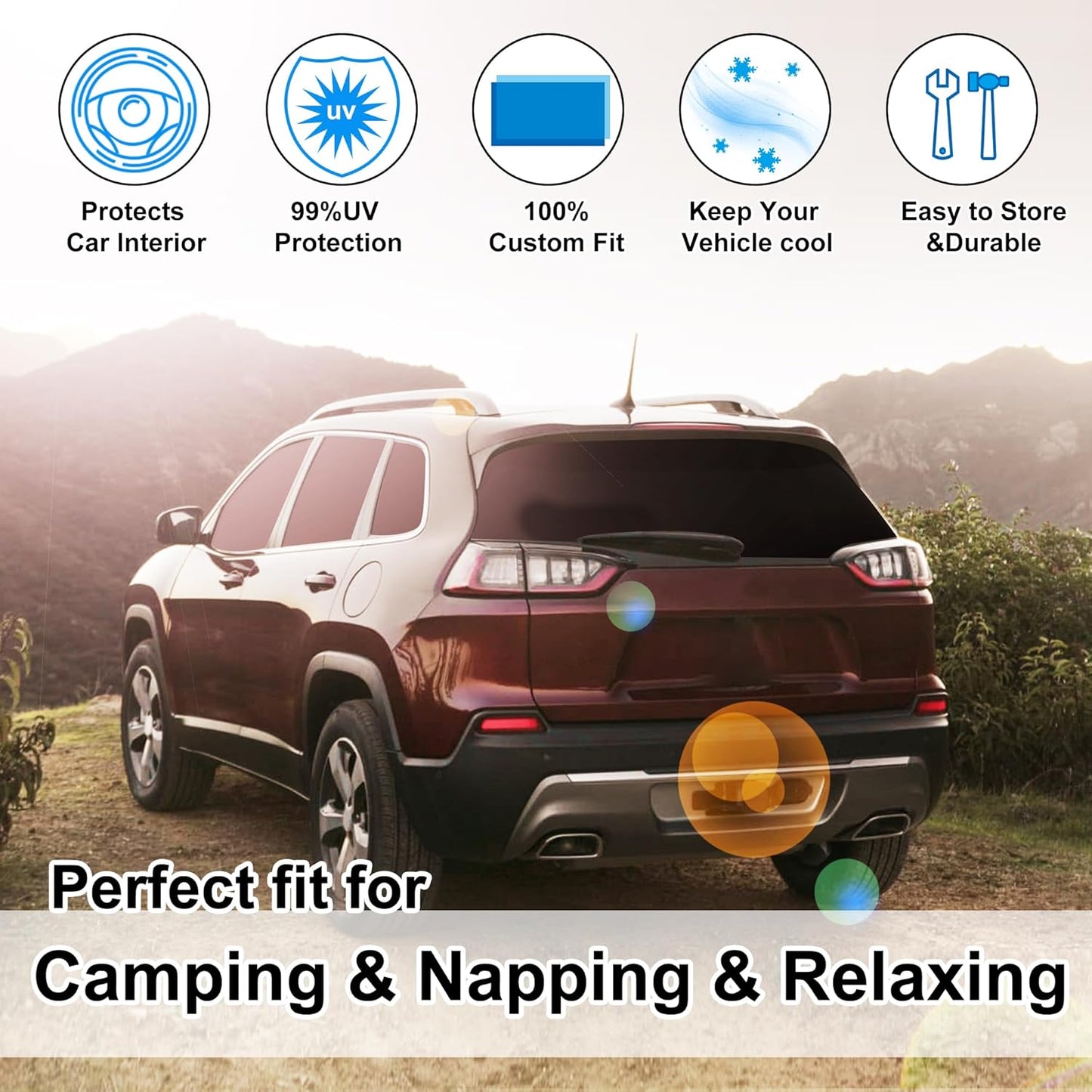 TINGLU 8PCS Window Shades for Jeep Grand Cherokee 2011-2021(NOT for Grand Cherokee L) Accessories Car Side Full Windows Rear Triangular Windshield Sun Shade Sun UV Rays Privacy Protection for Camping