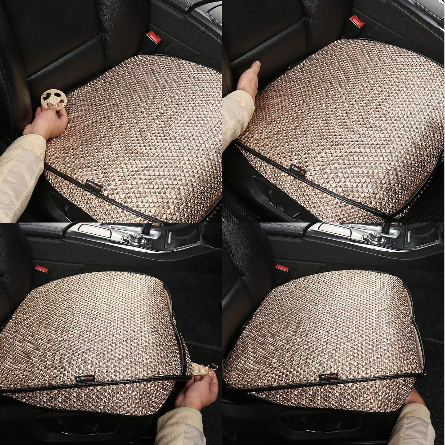 Auto Newer Breathable Universal Four Seasons Car Seat Covers, Luxury Car Seat Cushion,Protectors for Front Seat Bottoms,Compatible with 95% Vehicles, Fit for Cars Truck SUV (Gold Beige,2PCS)