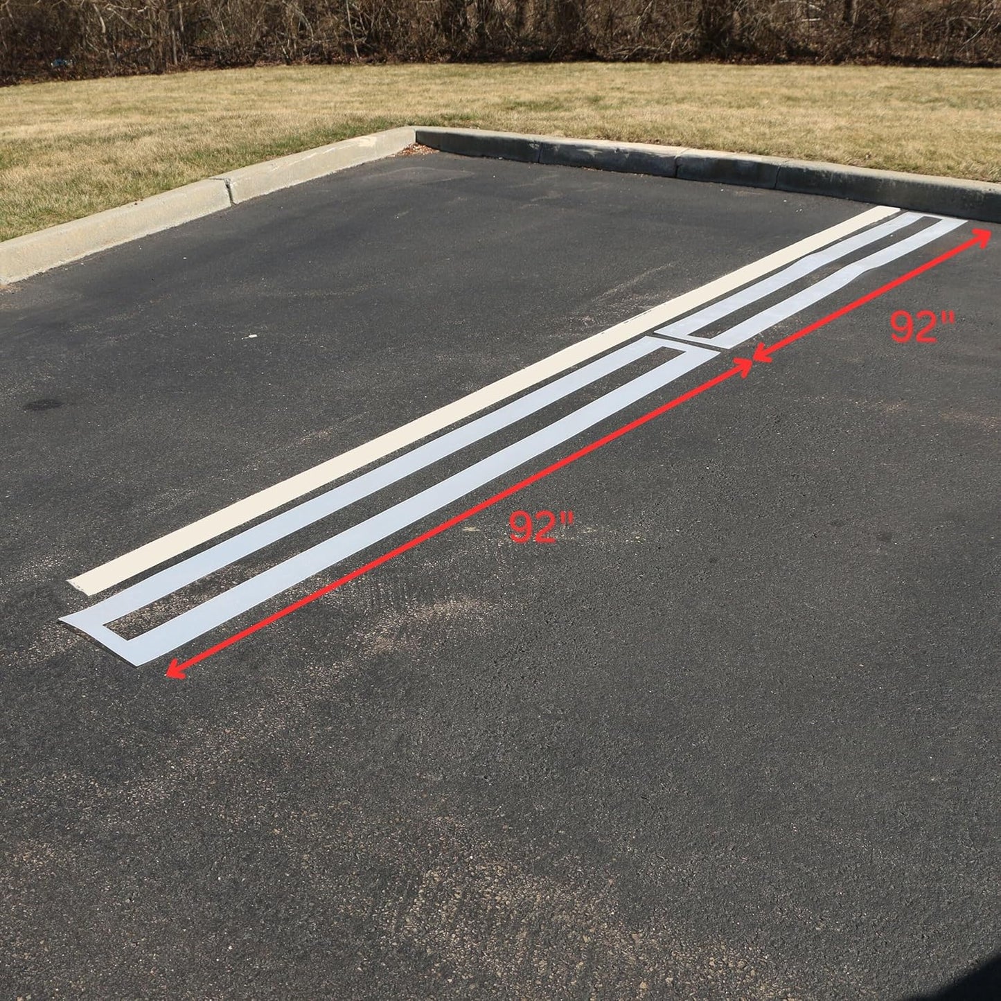 Durable Parking Lot Line Stencil – 4-Inch by 8 Ft or 9.5 Ft Lengths -in 1/16th inch LLDPE - ADA Compliant – Lays Flat, Reusable – (2 Piece Pack of 4 in x 8 ft Line Stencil Total 16 ft)