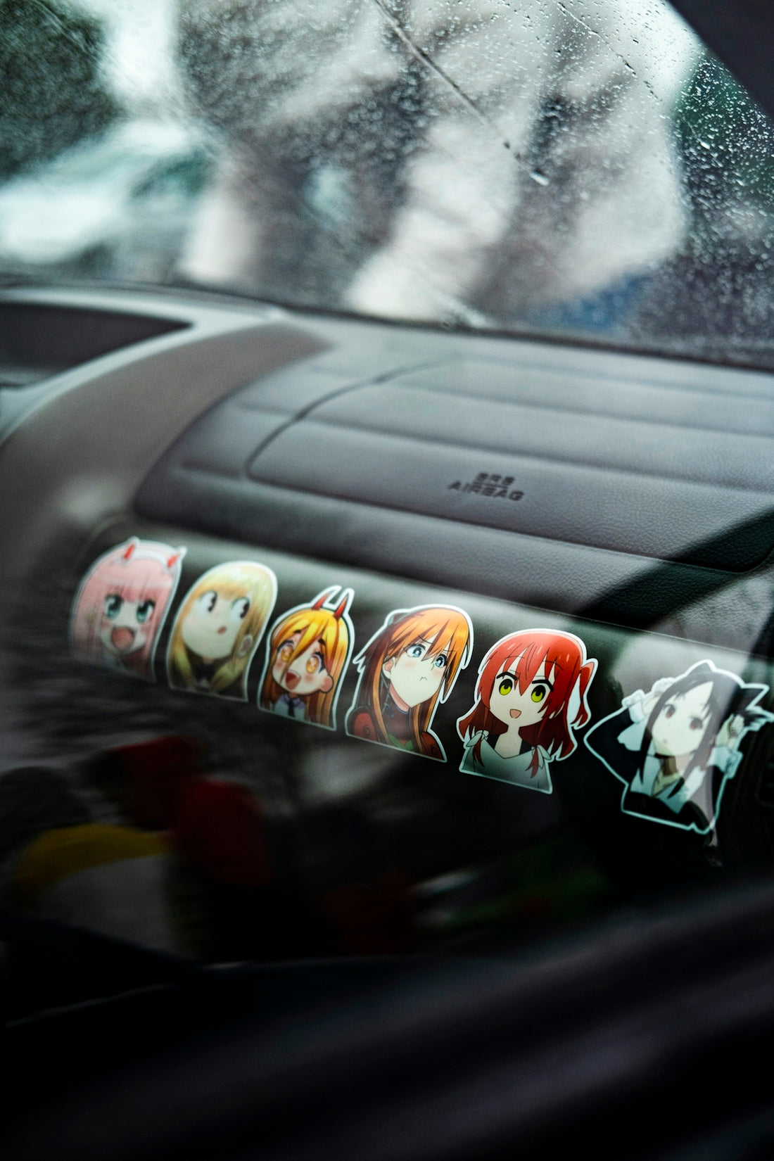 a car with a bunch of stickers on it