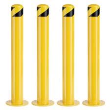 Safety Bollard Post, Steel Bollards,Parking Bollard, Yellow Powder Coated Safety Parking Barrier Post, for Traffic Sensitive Areas (4, 42"H*3.5"D)