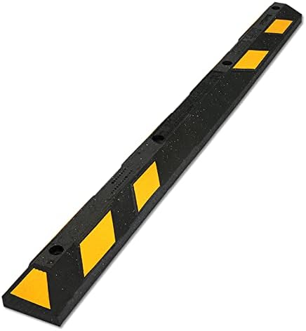 SmartSign Rubber Parking Curb - Heavy Duty Parking Stop with Yellow Reflective Stripe Chevrons, 72" Long (6ft), Wheel Stop for Parking Lot/Garage/Cars/Trucks, Pre-Drilled Holes, Pack of 1, USA-Made