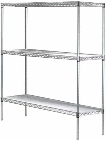 Omega Stainless Steel Shelves, 21" Deep x 48" Wide x 34" High 3 Tier Heavy Duty Wire Shelving Unit for Kitchen Garage Office Restaurant Warehouse 800-lb Per Shelf Weight Capacity