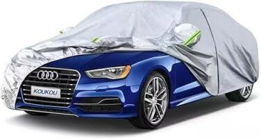 KouKou 6 Layers Car Cover Waterproof All Weather for Automobiles, Outdoor Full Exterior Covers Universal Fit Audi A3, Subaru BRZ, Nissan Versa,Kia Rio, VW Eos,etc.(178 X 68 X 59 inches)