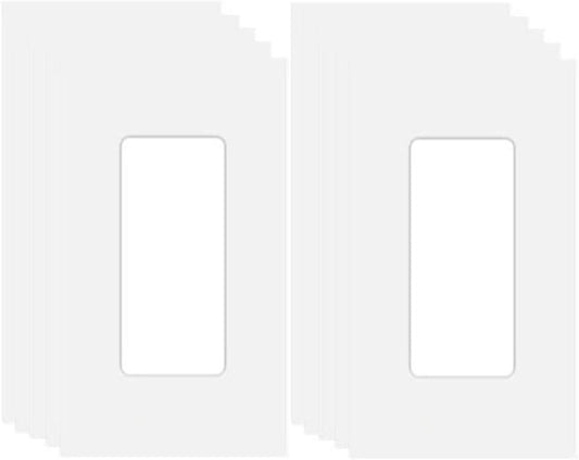 1-Gang Screwless Decora Wall Plate Cover Single Switch Outlet Electrical Faceplate for Light Switch, Smart Switch, Receptacle, Dimmers, USB Outlet, GFCI, Child Safe Cover Plate, White (10-Pack)