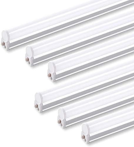 Barrina 6 Pack LED T5 Integrated Single Fixture, 4FT, 2200lm, 3000K (Warm White), 20W, Utility Shop Lights, Ceiling and Under Cabinet Light, ETL Listed, Grow Light with Built-in ON/Off Switch