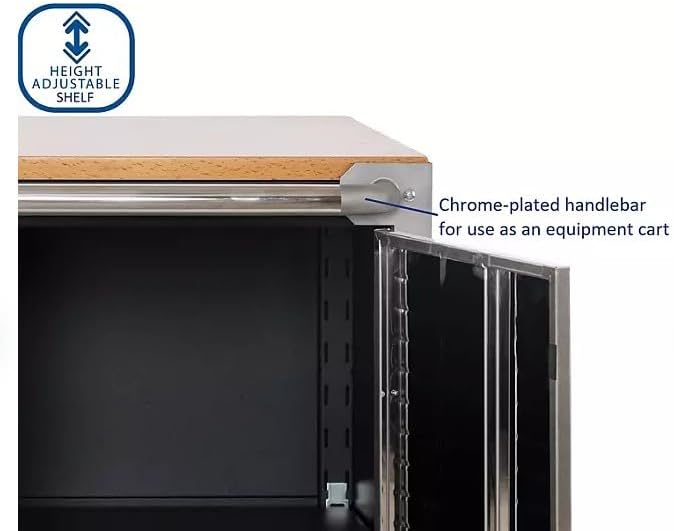 Heavy Duty Rolling Storage Cabinet with Wheels and Drawers, Workstation for Garage, Office, Workshop, 2 Door (28" W x 18” D x 34.5" H), Graphite