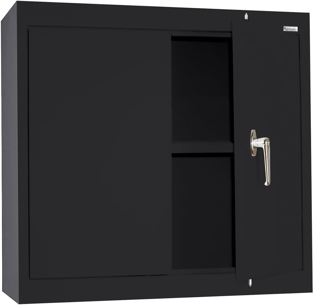 Sandusky Lee WA11301226-09 Wall-Mount Metal Storage Cabinet with Adjustable Shelf, Locking Handle, 200lb Capacity, 12" Depth x 30" Width x 26" Height, Black