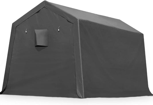 ADVANCE OUTDOOR 7x12 ft 2 Roll up Doors & Vents Outdoor Portable Storage Shelter Garage Tent Carport for Motorcycle ATV with Heavy Duty Metal Frame and Anti-UV Snow Resistant Waterproof Cover, Gray