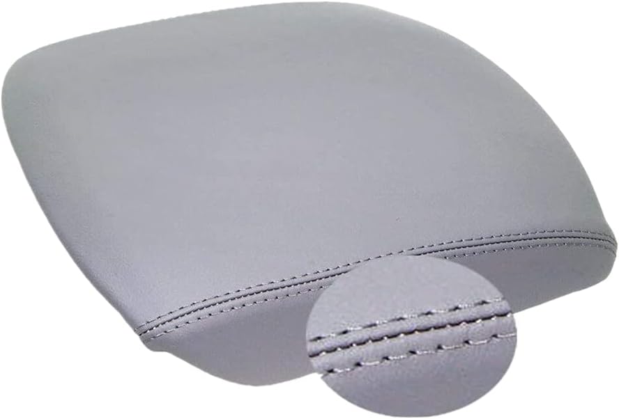 Leather Console Lid Armrest Cover Fits for Pilot 2009-2013 (Leather Part Only) with Removal Tool(Gray)