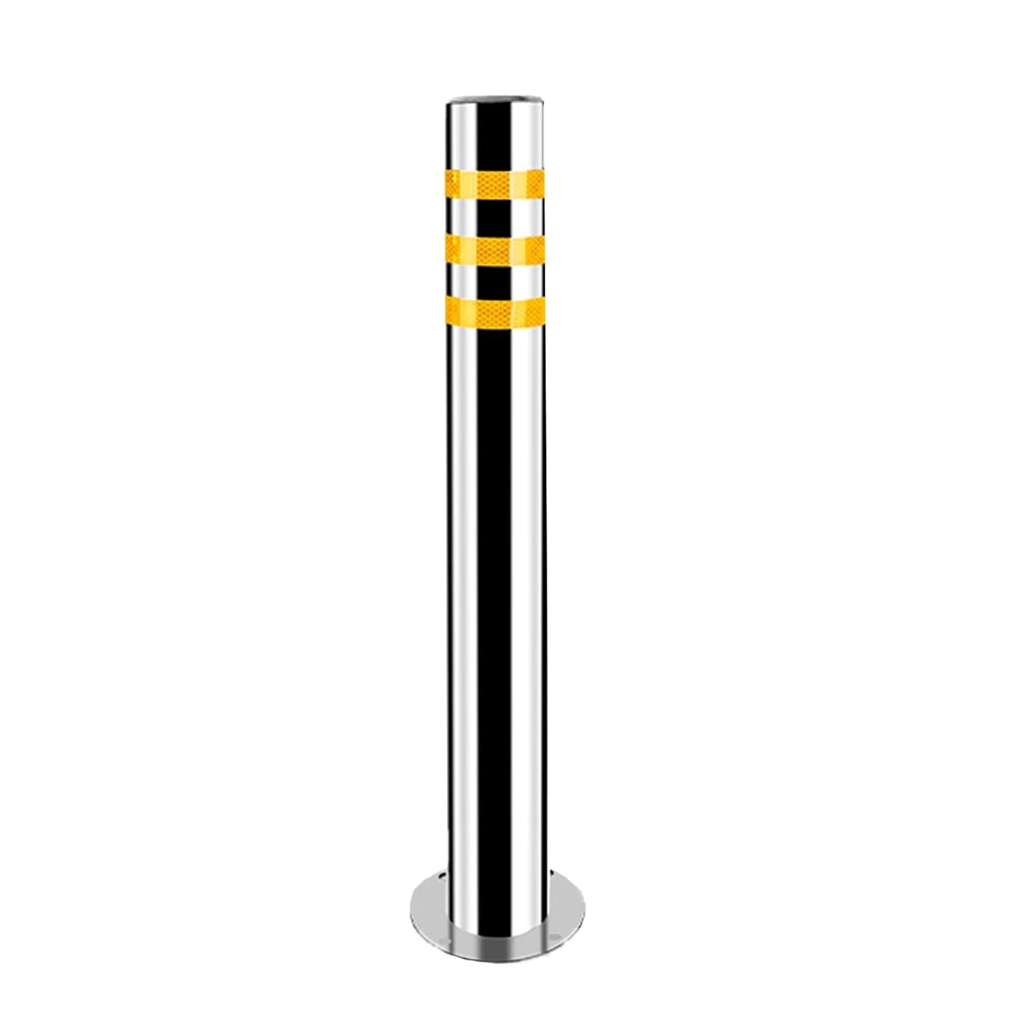 Stainless Steel Parking Bollards for Driveway, Industrial Safety Bollards Reflective Channelizer Post, Parking Barrier, Sturdy and Durable, Easy to Install, for Crowd Control(Silver (1pcs),7.6*100cm/3
