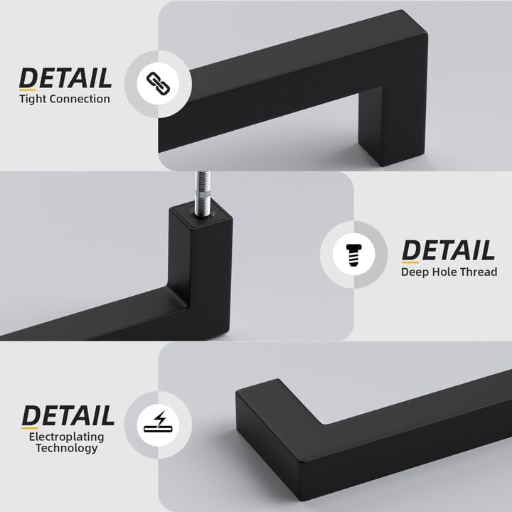 goldenwarm 35 Pack 4 INCH Black Square Bar Cabinet Pull - Drawer Pulls Stainless Steel Modern Hardware for Kitchen and Bathroom Cabinets Cupboard - Center to Center 4in(102mm) Cabinet Handles