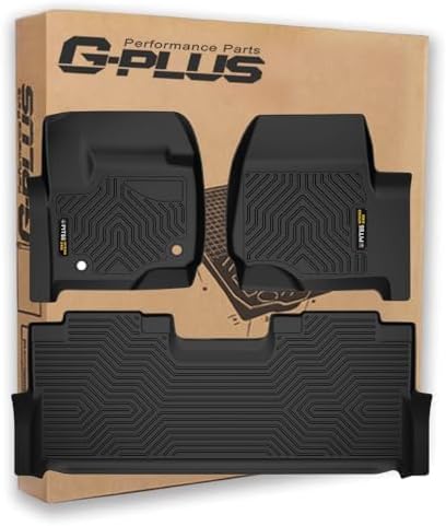G-PLUS Floor Mats Fit for Ford F250 F350 F450 F550 Super Duty Crew Cab 2017-2024 with Under Seat Storage, All Weather TPE Custom Fit Heavy Duty Floor Liners 1st & 2nd Row Car Mats, Black