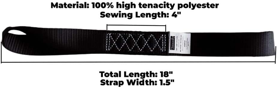 Soft Loop Tie Down Straps (4PK) Black Breaking Strength 10,000 LBS Heavy Duty 1.5 inch x 18 inch Motorcycle Soft tie Downs for UTV, ATV, Bicycle and Railer