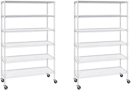 Generic Organize in Style with The Members Mark 6-Tier NSF Heavy Duty Wire Shelving, 47.75"" W x 18"" D x 75.5"" H (White, 2 PACK)