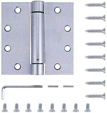 2 Pack - 4.5"x4.5" Stainless Steel Self Closing Reversible Door Hinge - Heavy Duty Commercial Spring Door Hinge - UL Listed with Complete Installation Hardware