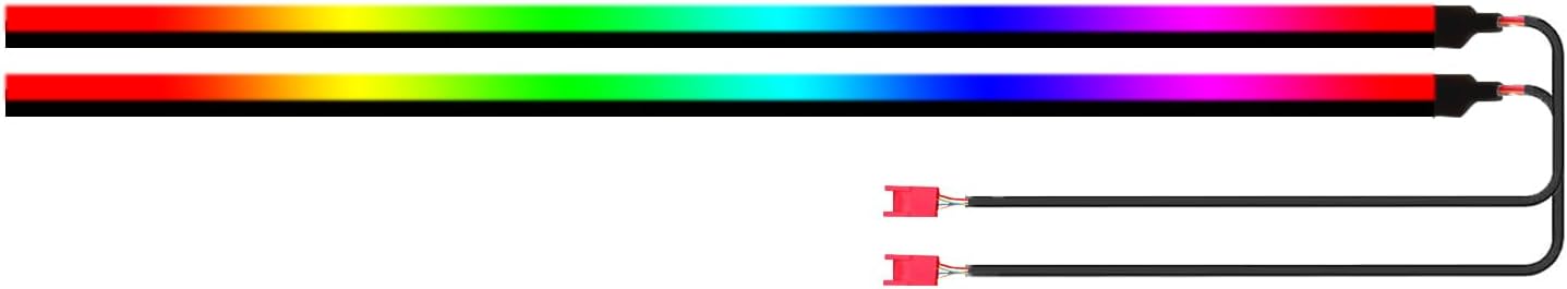 Dreamcolor Acrylic Interior Car Lights, 2 Piece 29.5inch/75cm 128 Colorful Car LED Strip Light RGB Fiber Optic Rainbow Ambient Lighting bar, Universal Decoration Dynamic Atmosphere Neon Lights