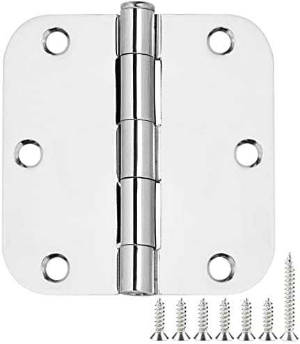 18 Pack Interior Door Hinges Polished Chrome 3.5 inch X 3-1/2" 5/8 Radius,3 ½"Bright Sliver Round Standard Hinge for Doors DIY Assembly Bifold Table Hardware Kit Home Accessories House Eseentials