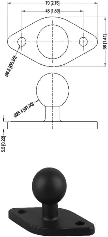 Strg Phone Mount with B Size 1" Ball Diamond Base and Double Socket Arm, Universal Phone Holder Compatible with All Phones Car Vehicle Motorcycle Bike and More Device