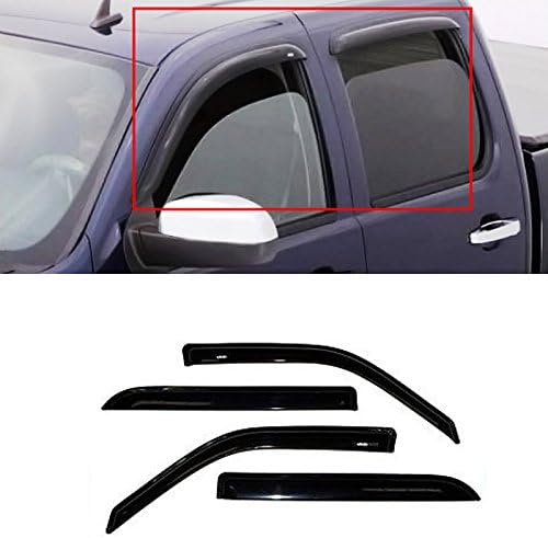 Sun/Rain Guards Window Visors Compatible with Dodge 09-18 Ram 1500 10-18 Ram 2500/3500 Crew Cab with 4 Full Size Doors Wind Deflector 94109