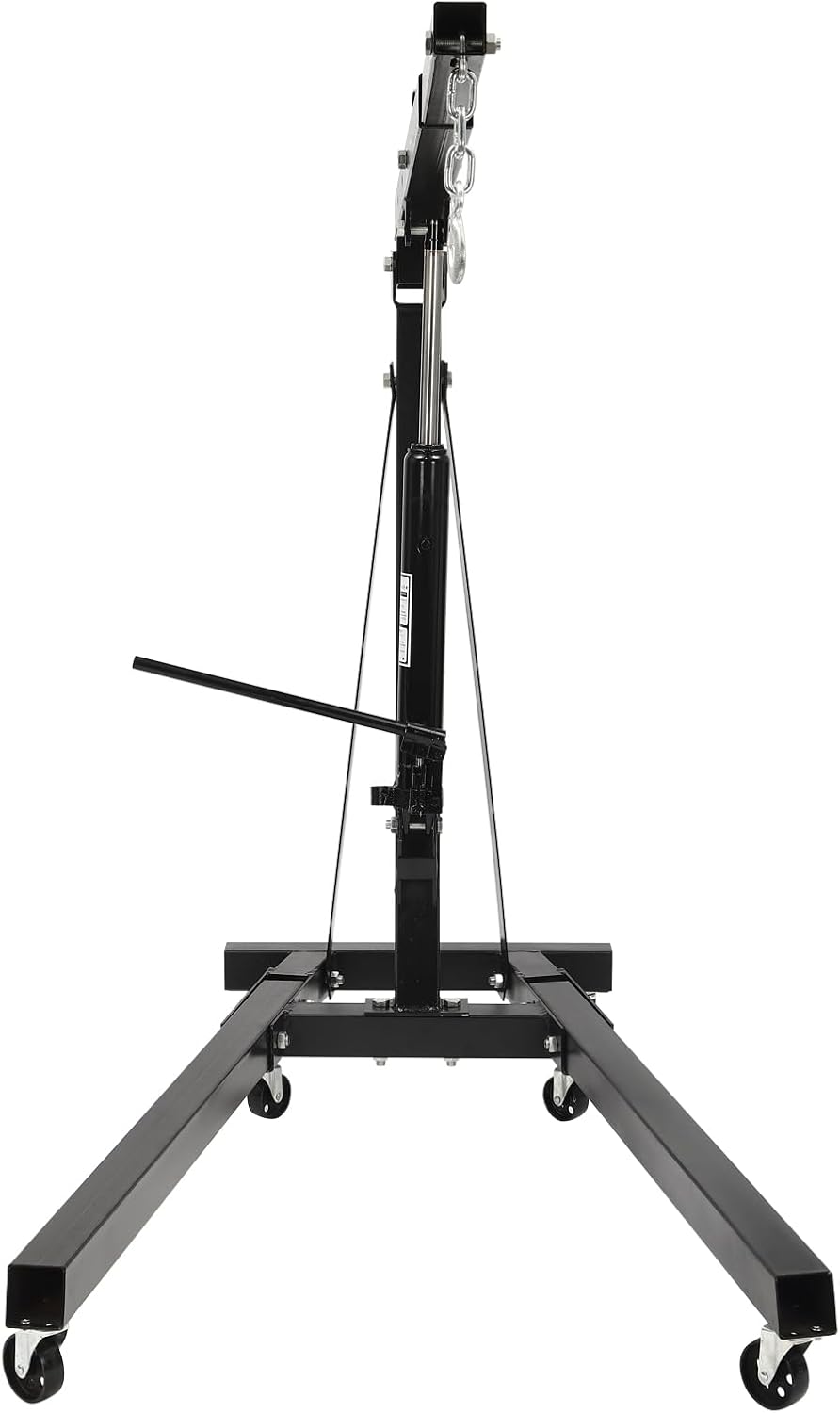 2 Ton Folding Engine Hoist 6.89Ft Lifting Height Heavy Duty Carbon Steel Crane Hoist Lift Hydraulic Powered Folding Engine Hoist Cherry Picker with 6 Wheels for Garage Workshop