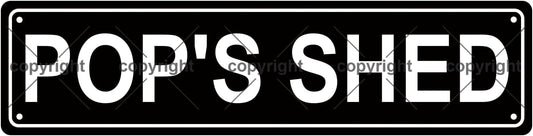 POP'S SHED Space Metal Tin Street Sign Bar Cafe Garage Cave Home Room Wall Bathroom Farmhouse Garden Porch Patio Decor, 16 x 4 Inch