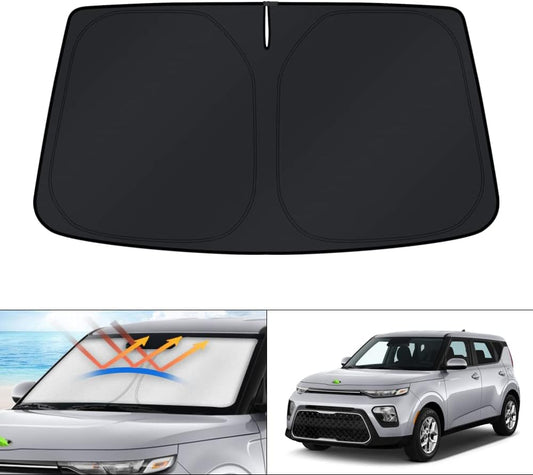 KUST Windshield Sun Shade for Kia Soul 2020 2021 2022 2023 2024 2025 2026 Accessories Window Sunshade Sun Visor Protector Foldable Blocks UV Rays Keep Car Cooler