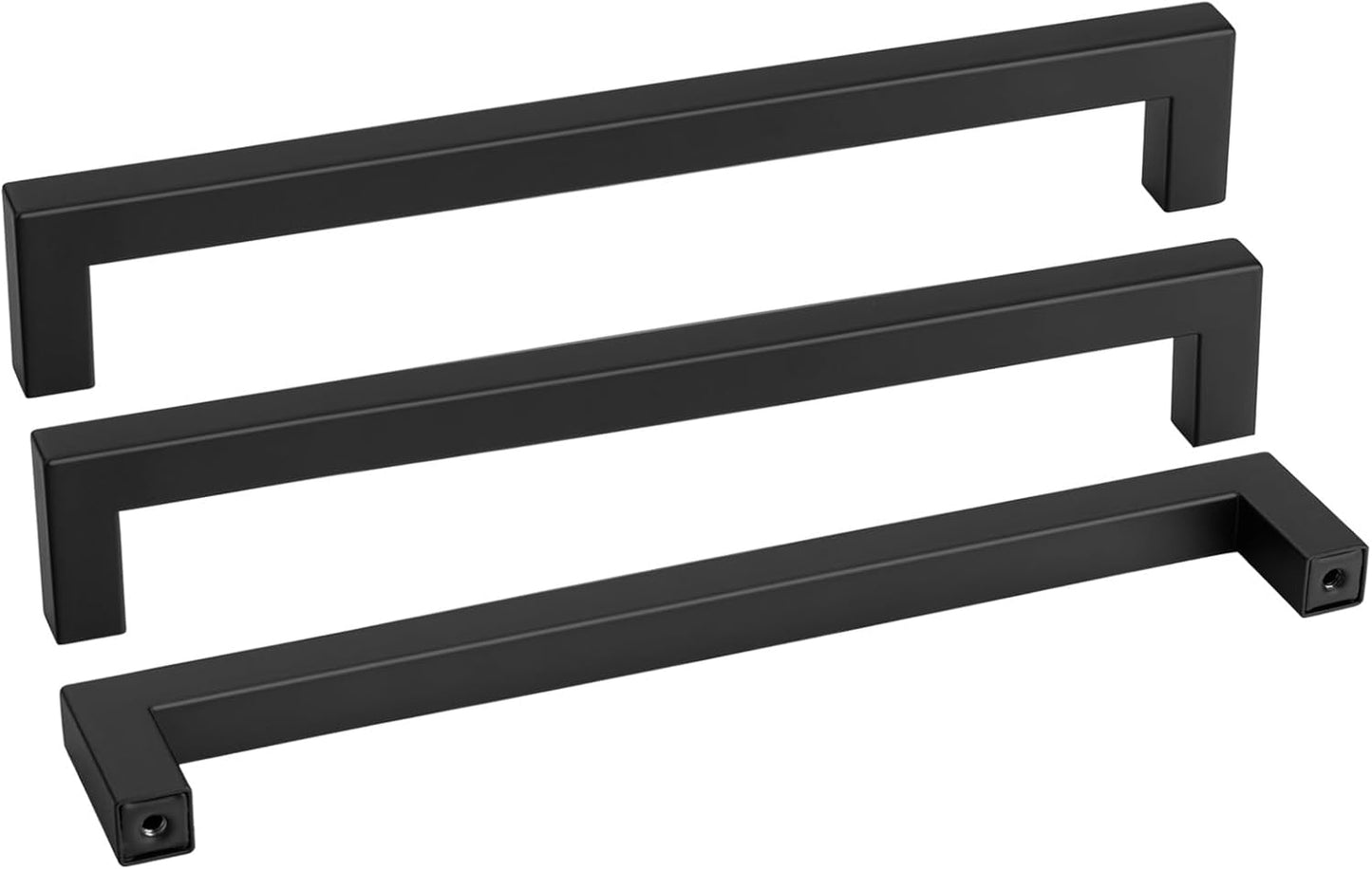 goldenwarm 45 Pack Black Square Bar Cabinet Pull Drawer Handle Stainless Steel Modern Hardware for Kitchen and Bathroom Cabinets Cupboard,Center to Center 11-1/3in(288mm)