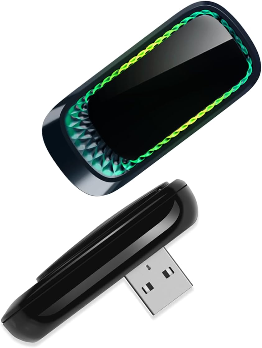 3-in-1 Wireless CarPlay Adapter for Apple CarPlay & Android Auto with RGB Ambient Lighting – Plug & Play - Small USB Dongle Works with Both iPhone and Android Phones, Model Z1 Style-T