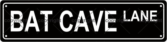 BAT CAVE LANE Space Metal Tin Street Sign Bar Cafe Garage Cave Home Room Wall Bathroom Farmhouse Garden Porch Patio Decor, 16 x 4 Inch