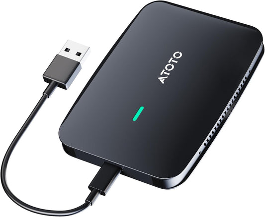 Ai Box Carplay/Android Auto Wireless Adapter, 4-in-1 Ai Box, Dual Bluetooth/WiFi, 2GB+16GB Upto 128GB, Plug & Play, for OEM Wired CarPlay AndroidAuto Stereo (CB4A-A2)