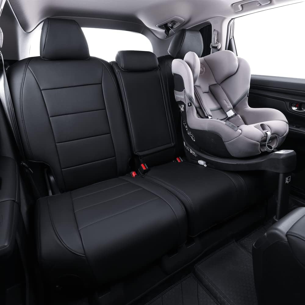 coverdream CRV Seat Covers Custom Fit for 2017-2022 Honda CRV LX,EX,SE,EX-L,Touring,Hybrid(5-Seater Version),Fully Covered Waterproof Leatherette Car Seat Protector (Full Set,Black)