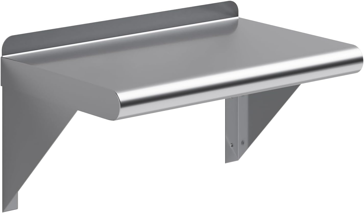 AmGood 10" X 16" Stainless Steel Wall Shelf | Metal Shelving | Garage, Laundry, Storage, Utility Room | Restaurant, Commercial Kitchen | NSF