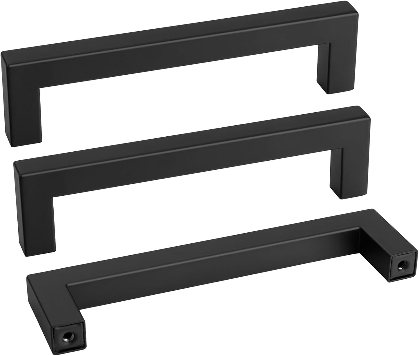 Matte Black Kitchen Pulls Bathroom Cabinet Drawer Closet Flat Square Bar Pulls, LSJ12BK128,5 inch Black Pulls 35 Pack, Modern Goldenwarm Cabinet Drawer Pulls Hardware