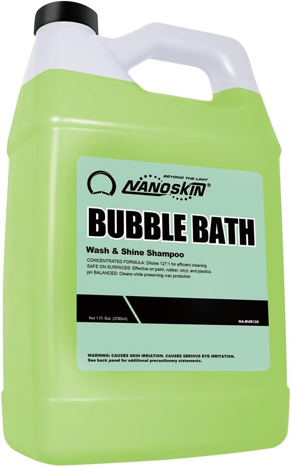 Nanoskin BUBBLE BATH Foaming Car Wash Shampoo 1 Gallon - Works with Foam Cannon, Foam Gun, Bucket Washes, Car Soap for Pressure Washer | For Car, Truck, Motorcycle, RV & More | Green Apple Scented