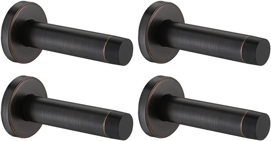 JQK Door Stopper Oil Rubbed Bronze, 304 Stainless Steel Thicken 1mm Sound Dampening Door Stop Bumper Wall Protetor 4 Pack, ORB, DSB5-ORB-P4