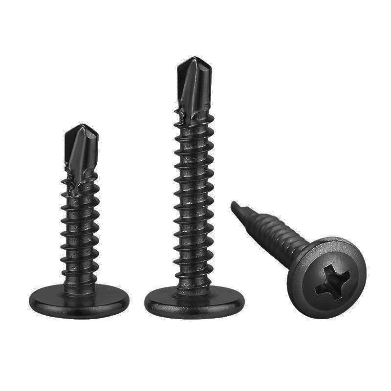 (300Pcs)#8×3/4” for Sheet Metal Self-Tapping Screws 410 Black Stainless Steel Truss Head High-Strength Quick Tapping