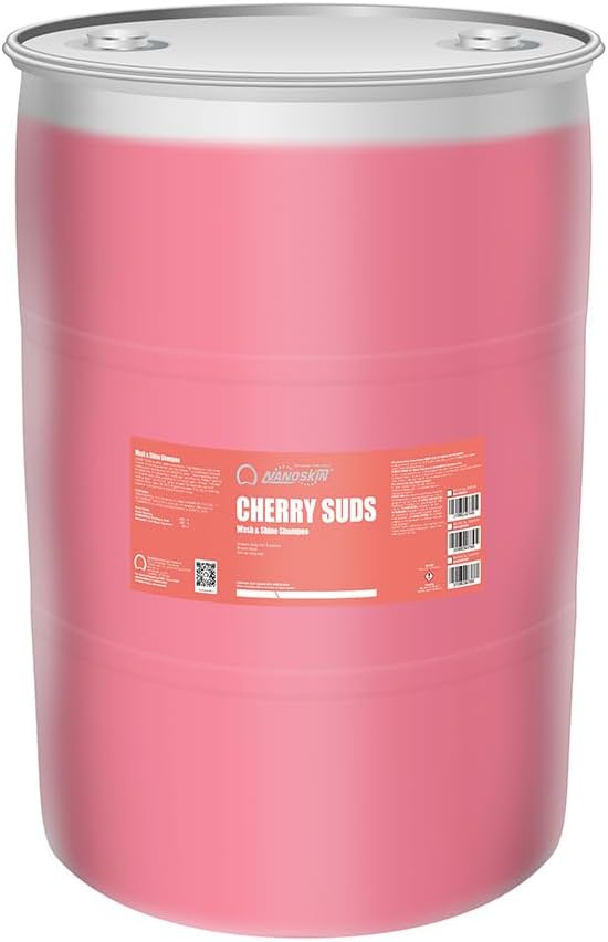 Nanoskin CHERRY SUDS Foaming Car Wash Shampoo 55 Gallons- Works with Foam Cannon, Foam Gun, Bucket Washes, Car Soap for Pressure Washer | Safe for Cars Trucks, Motorcycles, RVs & More | Cherry Scented