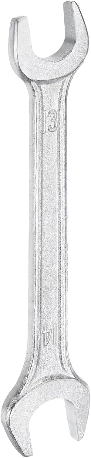 HARFINGTON Double Open End Wrench 13mm x 14mm Metric 15 Degree Offset Angle Small Flat Head Wrench Galvanizing Open Ended Spanner for Automotive Repair Furniture Assembly