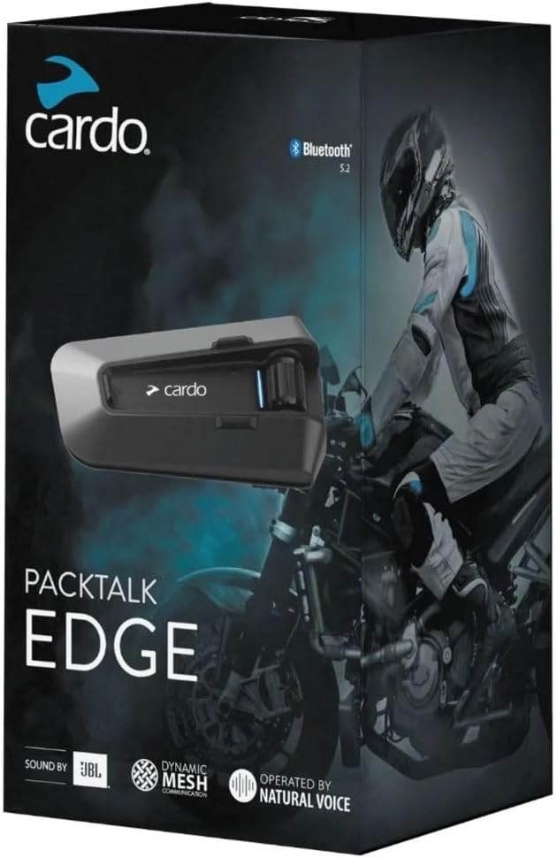 Cardo PACKTALK Edge Motorcycle Bluetooth Communication System Headset Intercom - Dual Pack